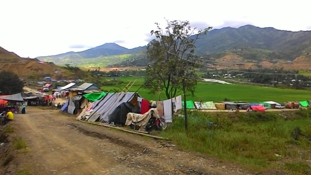Relief camp for displaced families on higher ground
