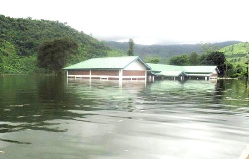 School in Chadong village submerged by dam reservoir