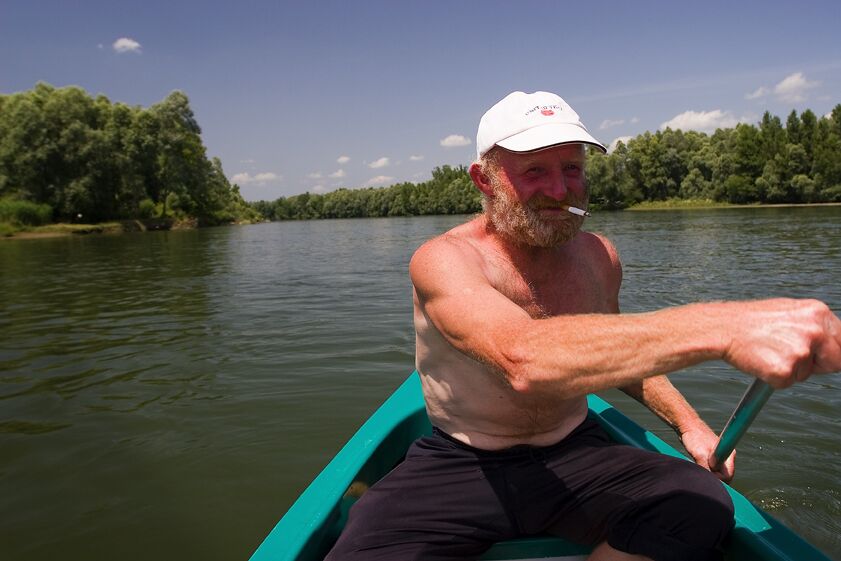 Boating in the river.