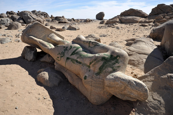 Statue of a Nubian pharaoh near the proposed Kajbar Dam