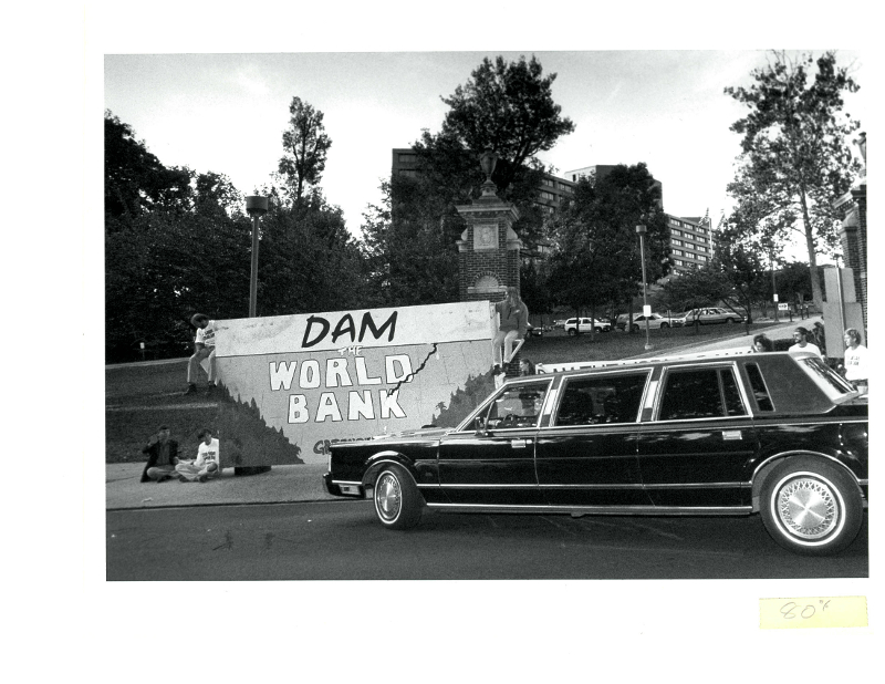 A 1990s Washington D.C. protest against the World Bank's role funding Big Dams