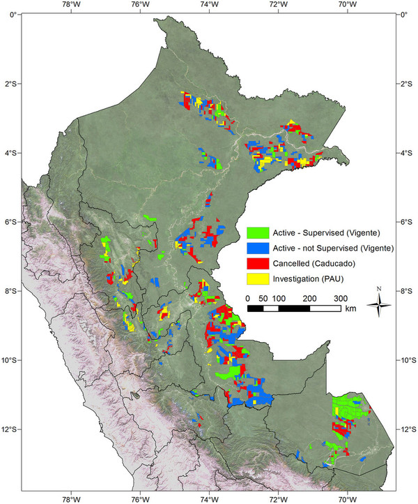 Status of logging concessions in the Peruvian Amazon